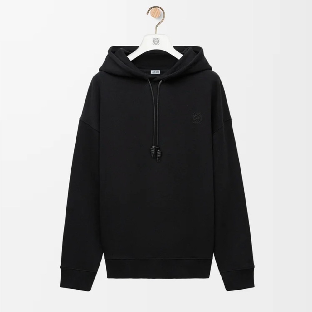 Loewe Black Logo-Embroidered Relaxed fit hoodie in cotton size L unisex